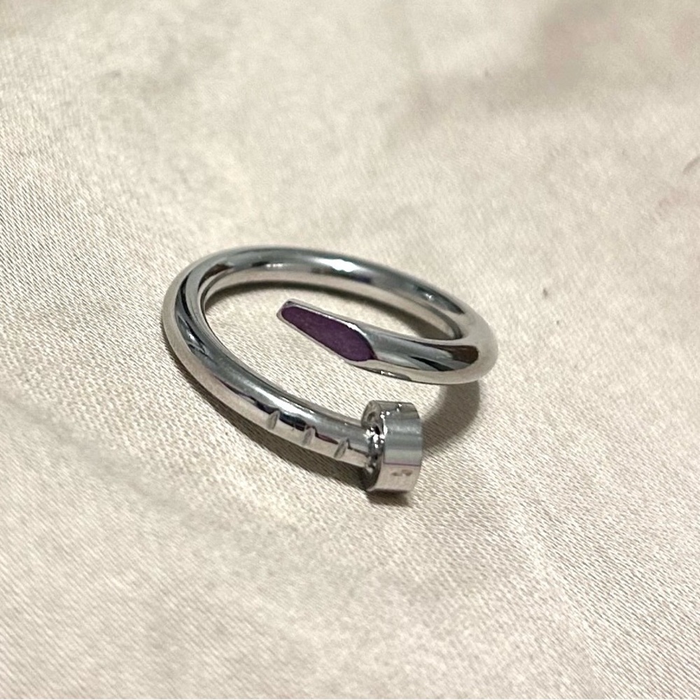 Silver Bangle Ring Juste un Clou White Gold Silver Ring Size 8 Womens